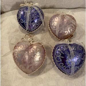VTG Christmas Heart ❤️ Ornaments. Pink & Purple 🎄